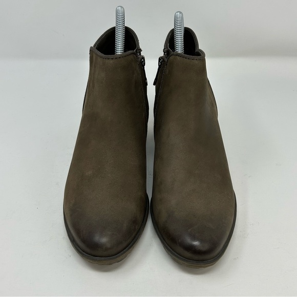 Blondo Brown Olive Green Waterproof Leather Heeled Ankle Boots Size 7.5 - Picture 4 of 13